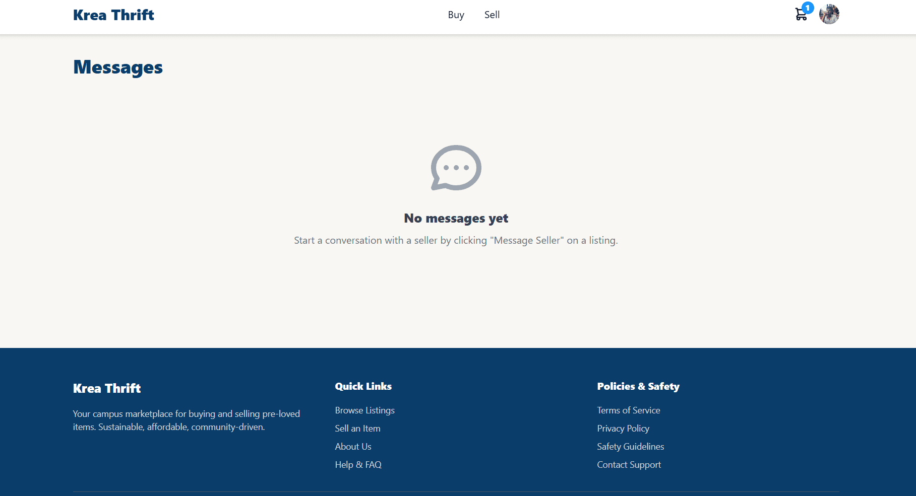 Krea Thrift integrated messaging interface