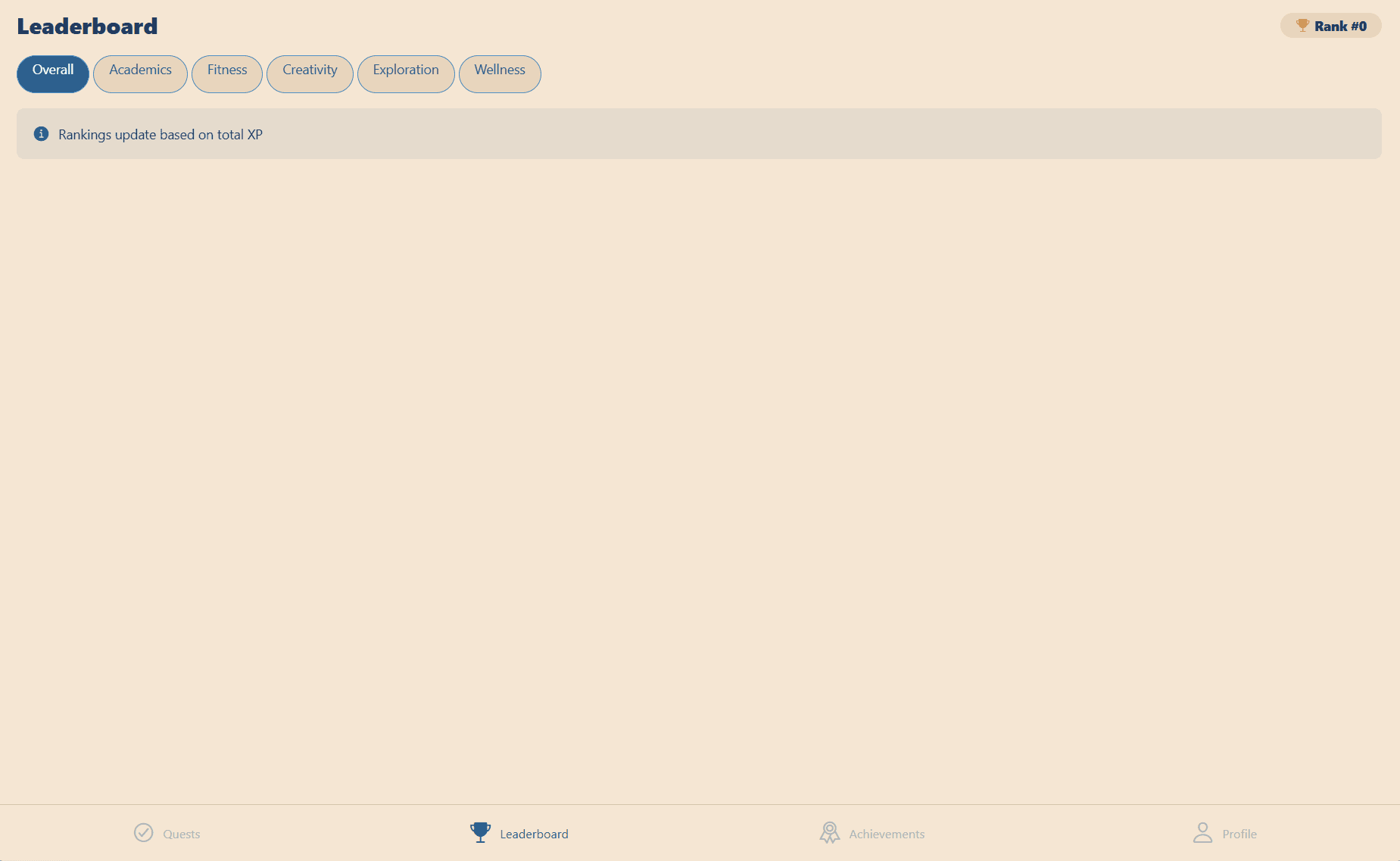 LifeQuest leaderboard screen